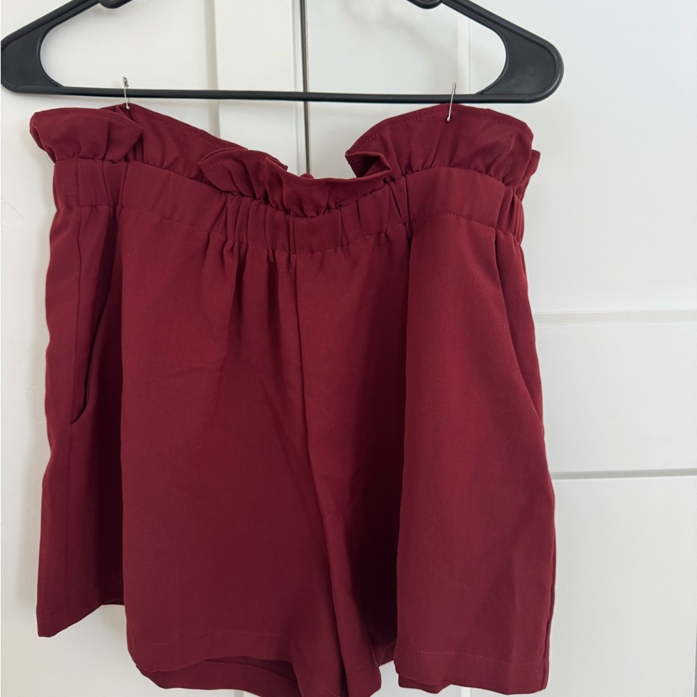 TCEC High Waist Burgundy Shorts